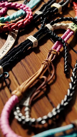 colorful woven bracelets and necklaces