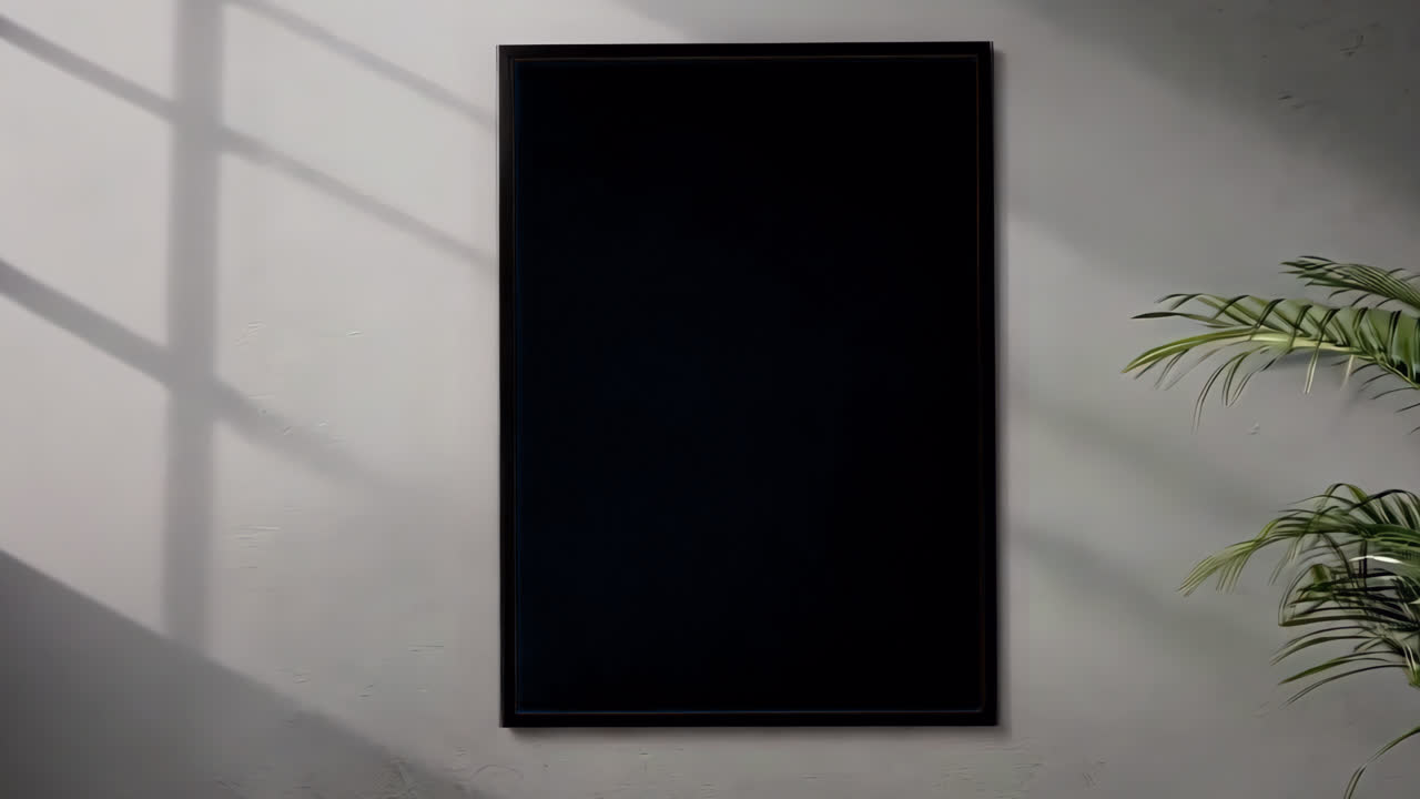 Framed nature art print frame mockup, animated overlay, transparent 4K video, alpha channel, ProRes