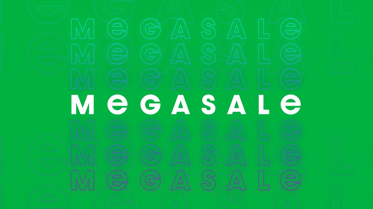 Animated Mega Sale Text Graphic on Green Background