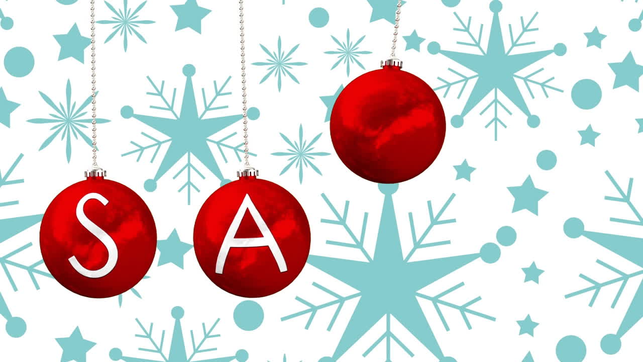 animación del texto de venta en la pelota de navidad sobre las estrellas