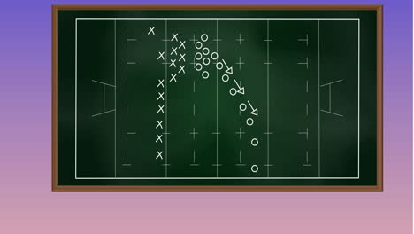 animación del plan de juego táctico de rugby en la pizarra