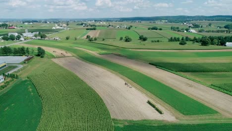 amish countryside and farmlands as seen by drone