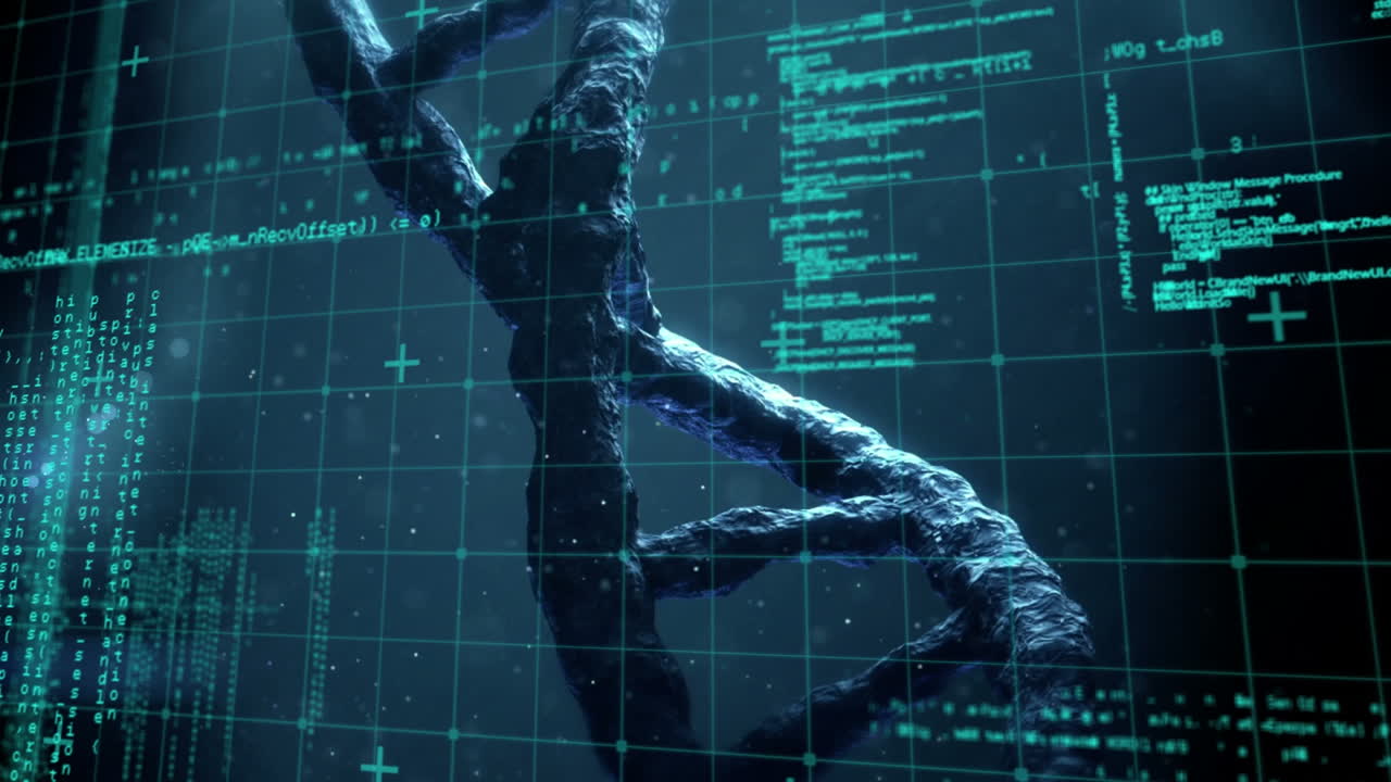 Animation of dna strand spinning and medical data processing