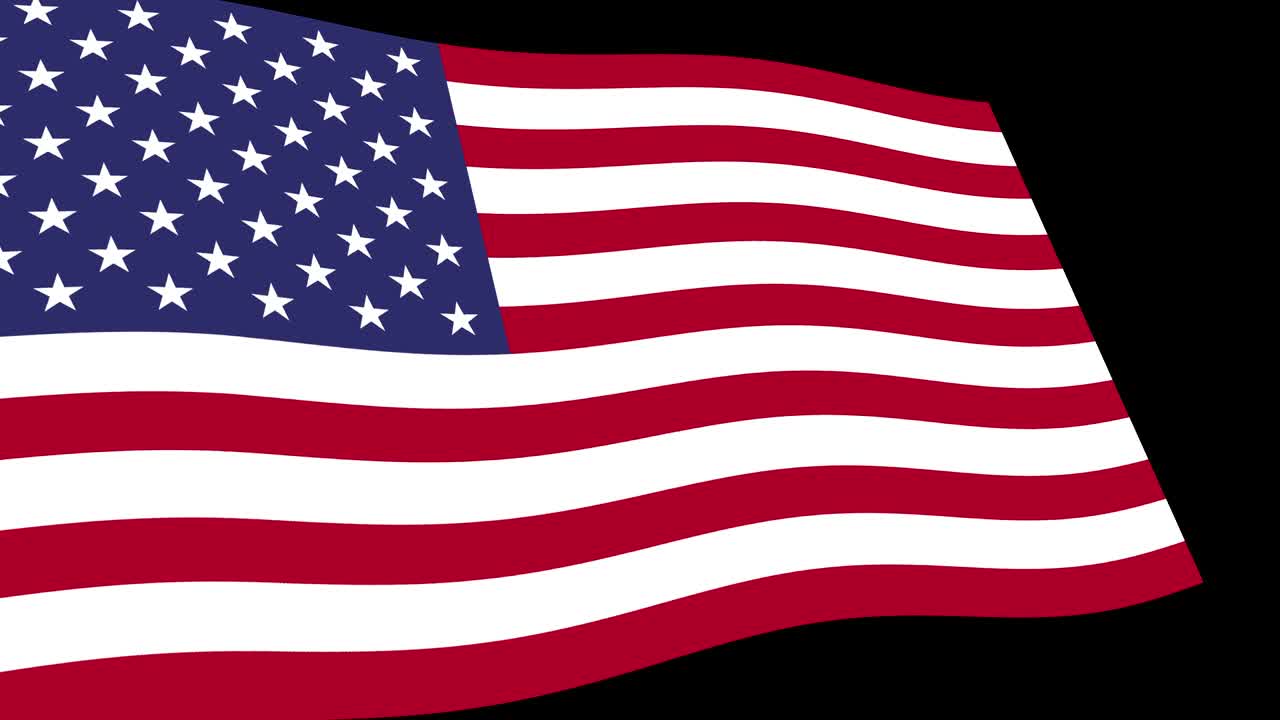 la bandera de los estados unidos de américa se agita lentamente en perspectiva, animación 4k