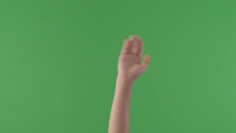 hand raising gesture on green screen