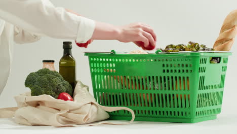 grocery shopping with reusable bags