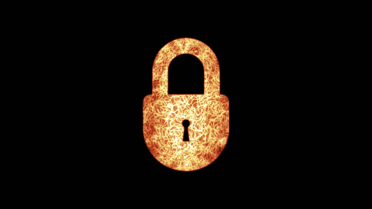 타오르는 불길에 잠긴 자물쇠와 풀린 자물쇠