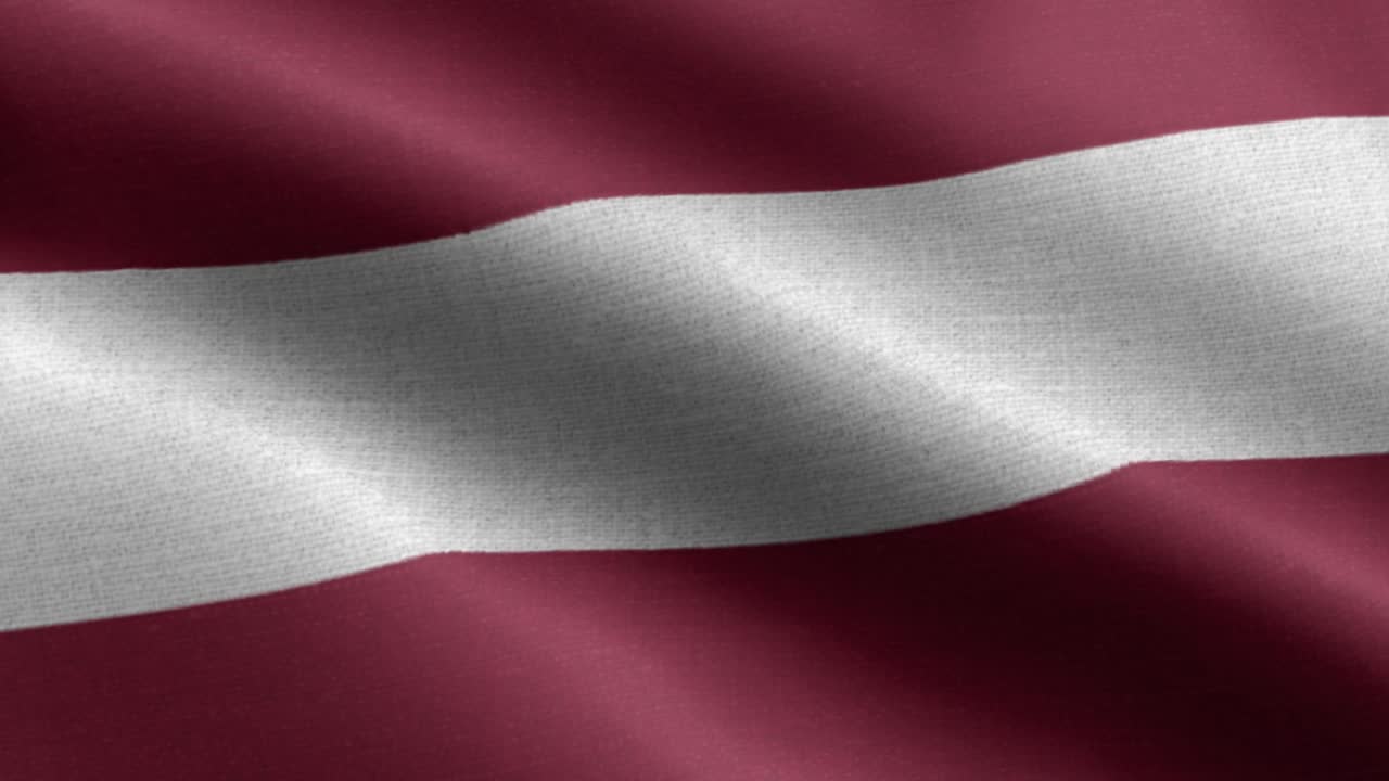Nærbillede af vajende 4K nationalflag fra Letland i loop