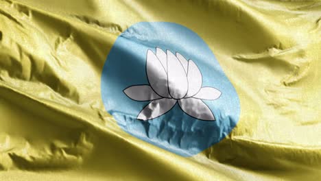 kalmykia textile flag waving on the wind loop. kalmyk banner swaying on the breeze. fabric textile tissue. full filling background. 10 seconds loop.