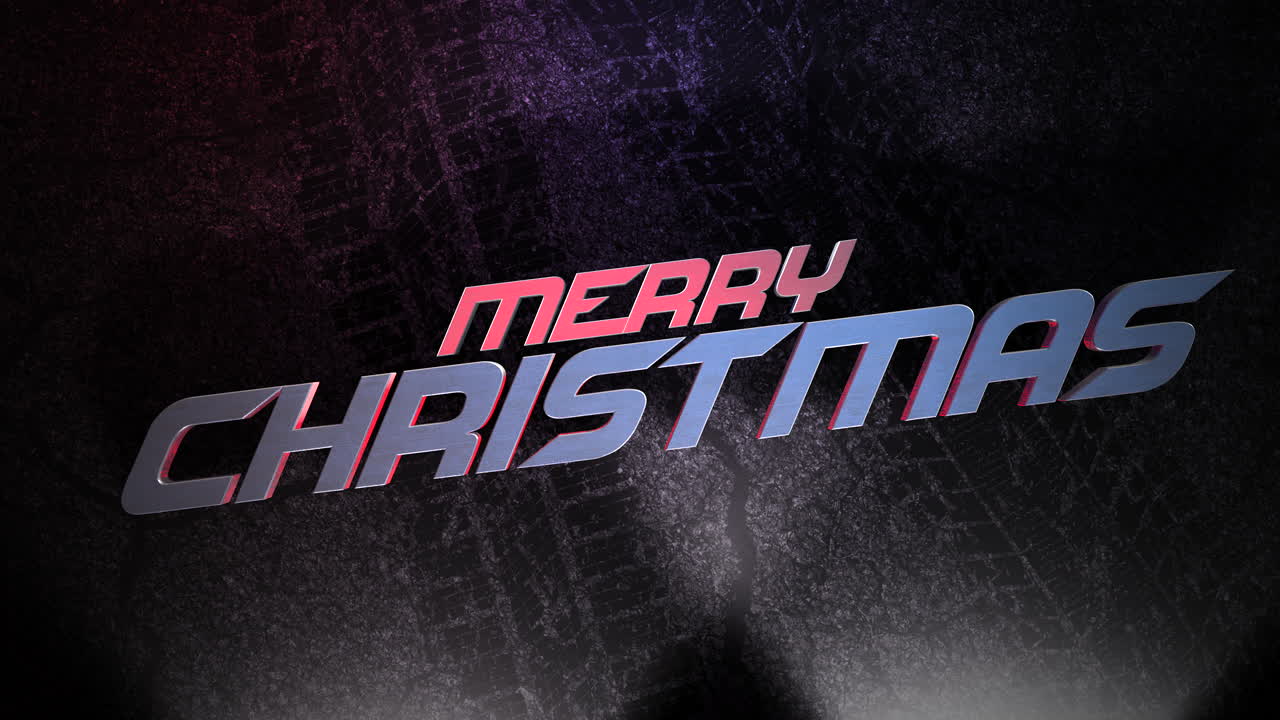 texto de feliz navidad en la calle grunge con luz roja y azul