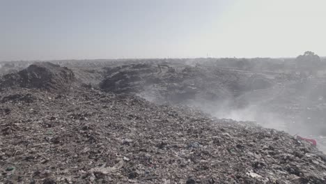 wide angle view reveal of a section of dandora dumpsite from a drone