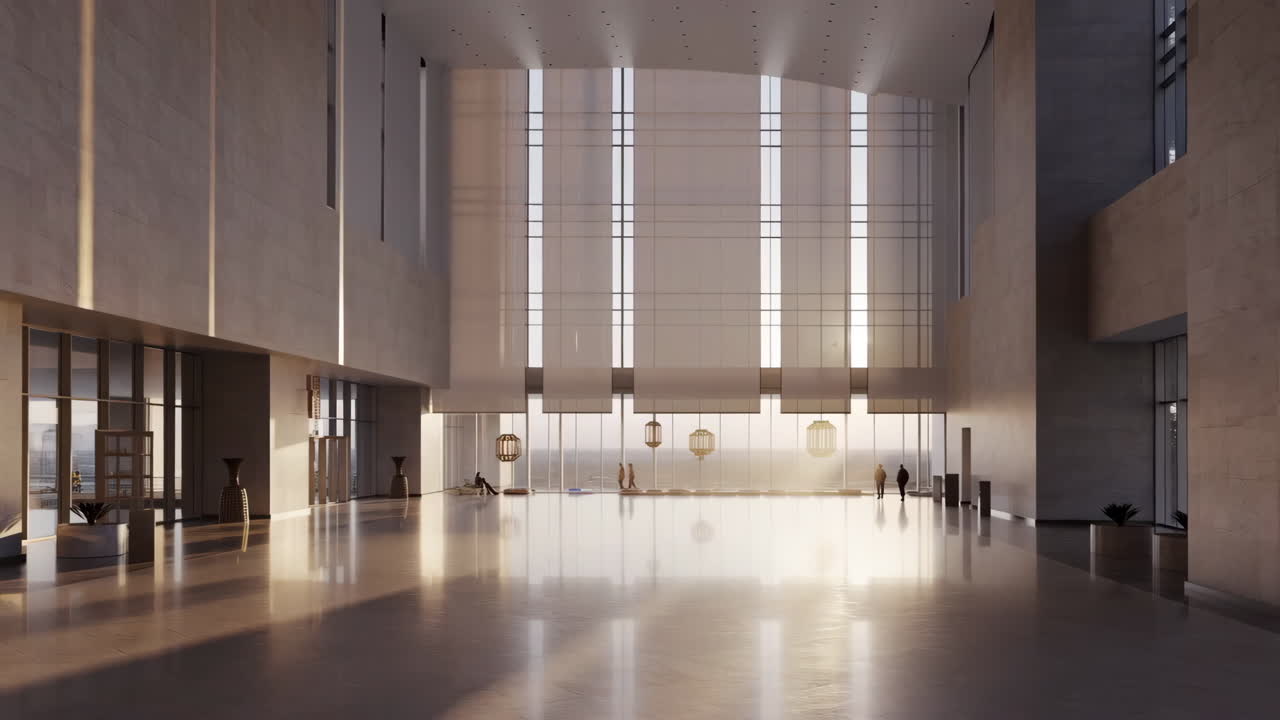 Grand Modern Lobby with Natural Light and Minimalist Design