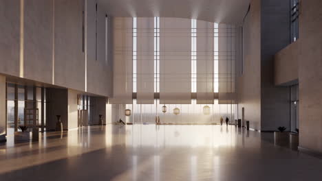 grand modern lobby with natural light and minimalist design