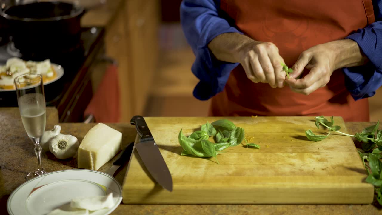 Preparing Caprese Salad