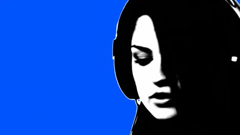 animación de formas rojas sobre mujer caucásica bailando sobre fondo azul