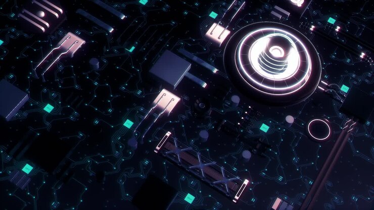 Futuristic Circuit Board with Glowing Components