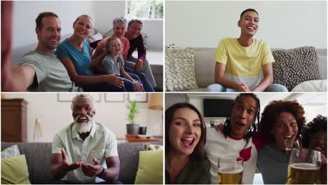 Composition-of-four-screens-with-happy-people-talking-and-smiling-on-video-calls