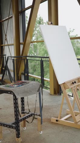 easel and paint supplies