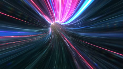 abstract neon lights sci-fi futuristic hi tech virtual reality tunnel. futuristic motion graphic. ultra violet neon light glow. 4k 3d rendering, seamless loop