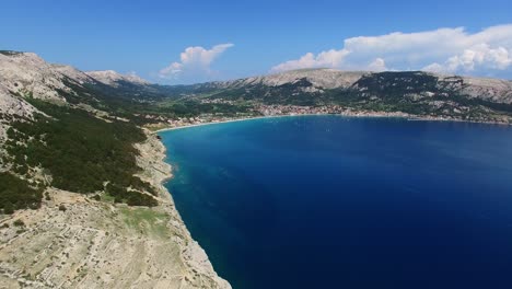 aerial view of coastal town of baška on island krk in adriatic sea, croatia