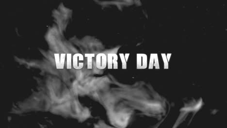 victory day with white smoke on black background