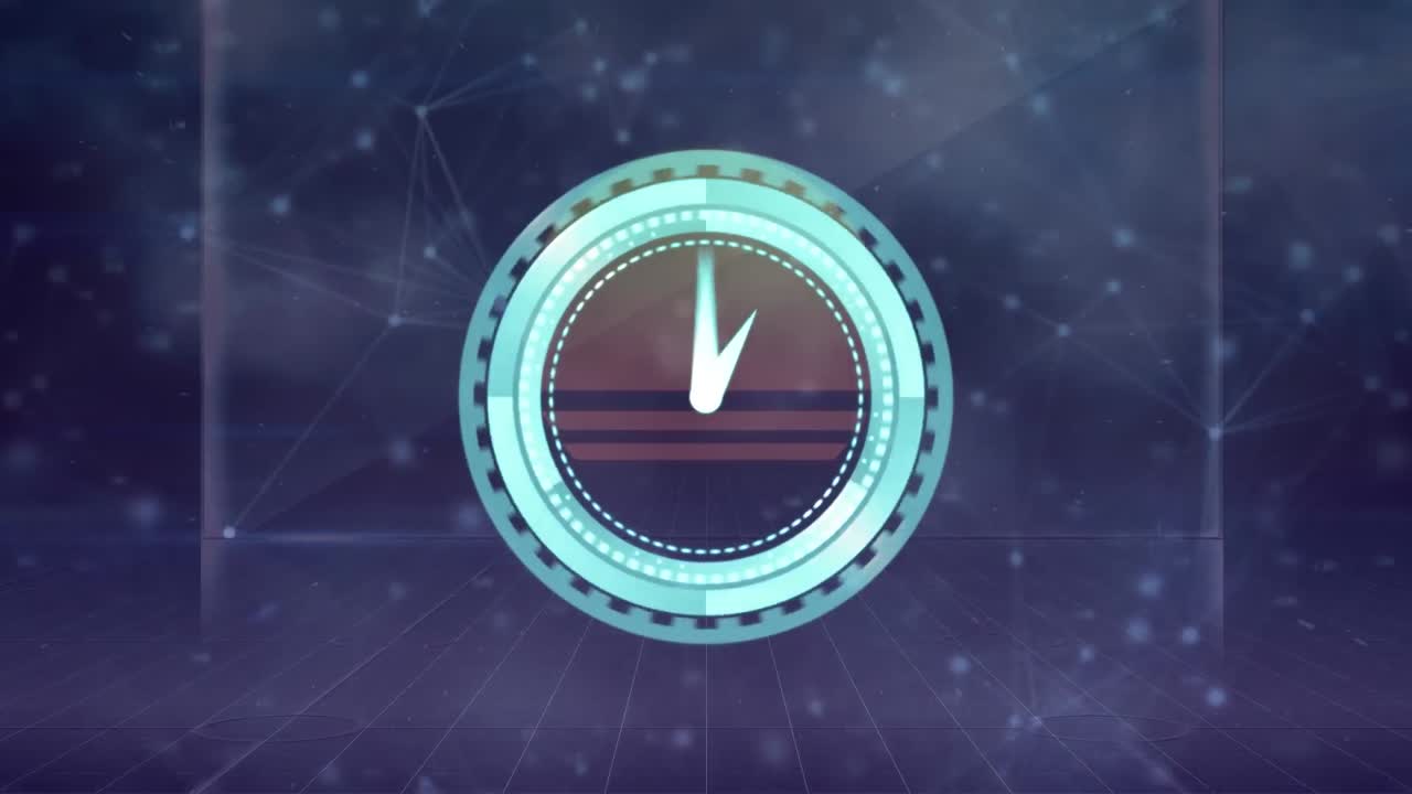 animación del reloj con el centro de la puesta del sol, a través de la red de conexiones y procesamiento de datos