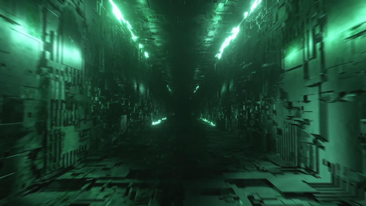 Futuristic Green Neon Tunnel
