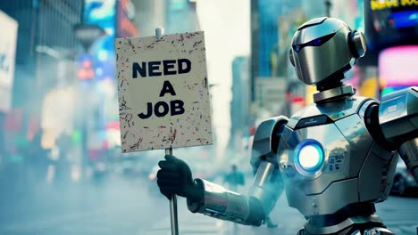 robot seeking employment in times square