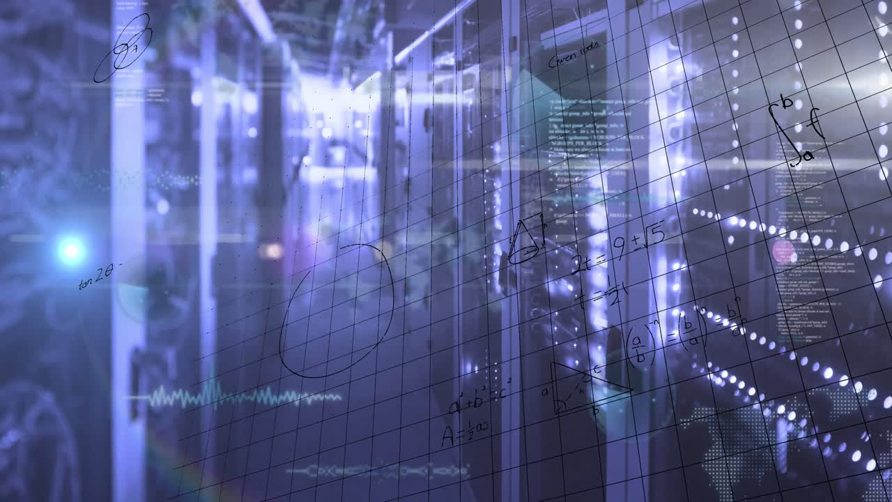 Animation of mathematical equations and data processing over computer servers