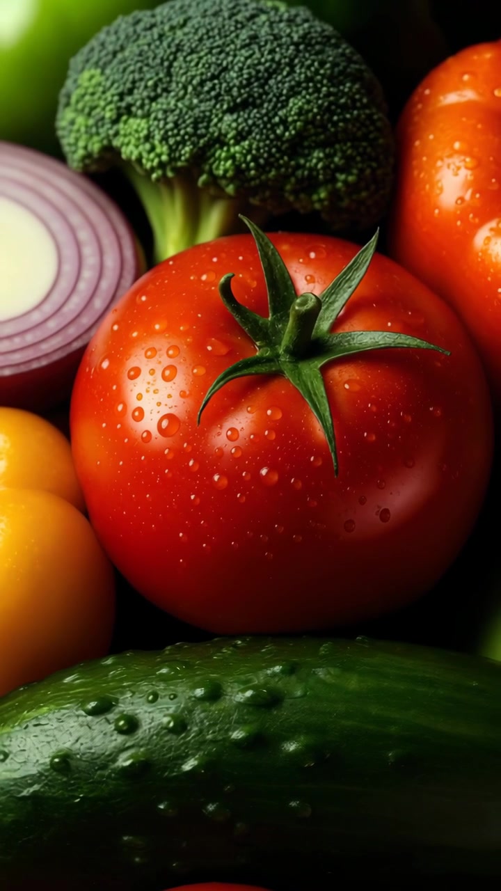 Fresh Assorted Vegetables with Water Droplets