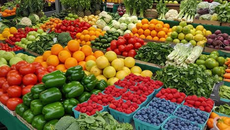 vibrant display of fresh fruits and vegetables at a local market featuring a spectrum of colors and varieties, perfect for healthy eating and culinary inspiration