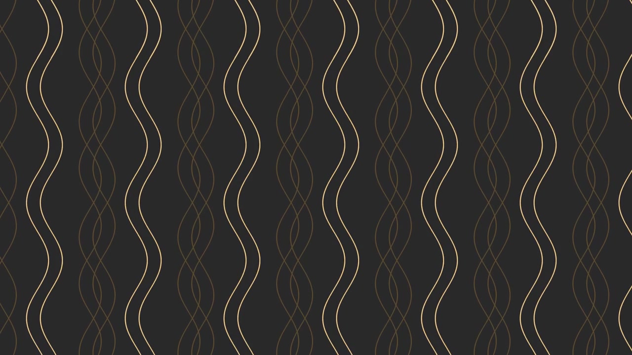 Seamless Loop of Abstract Gold Wavy Lines Pattern on Dark Background