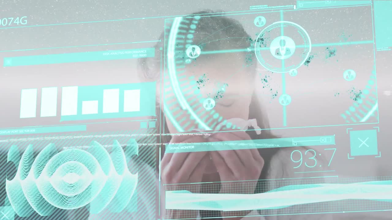 백인 여성의 재채기를 통해 데이터 처리의 애니메이션