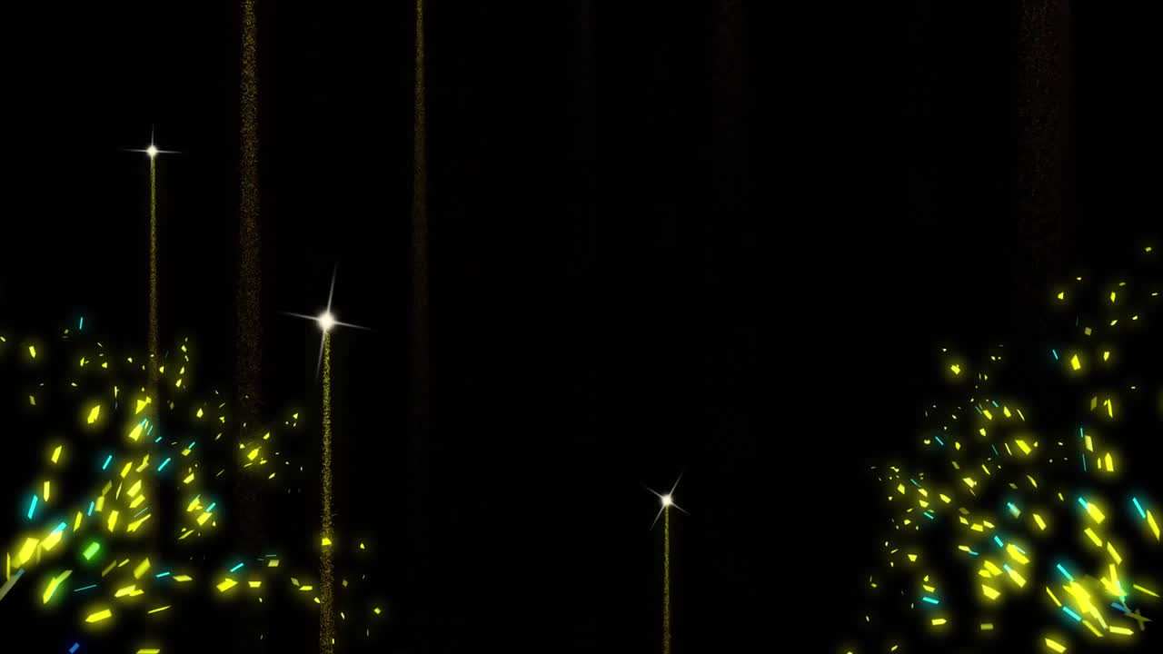 검은 바탕에 불꽃놀이의 애니메이션