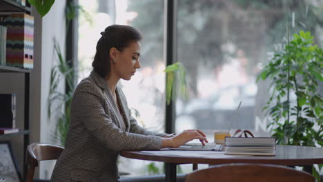 latin arabian girl college student using laptop watching distance learning seminar class remote university webinar or having virtual classroom meeting studying online in university campus