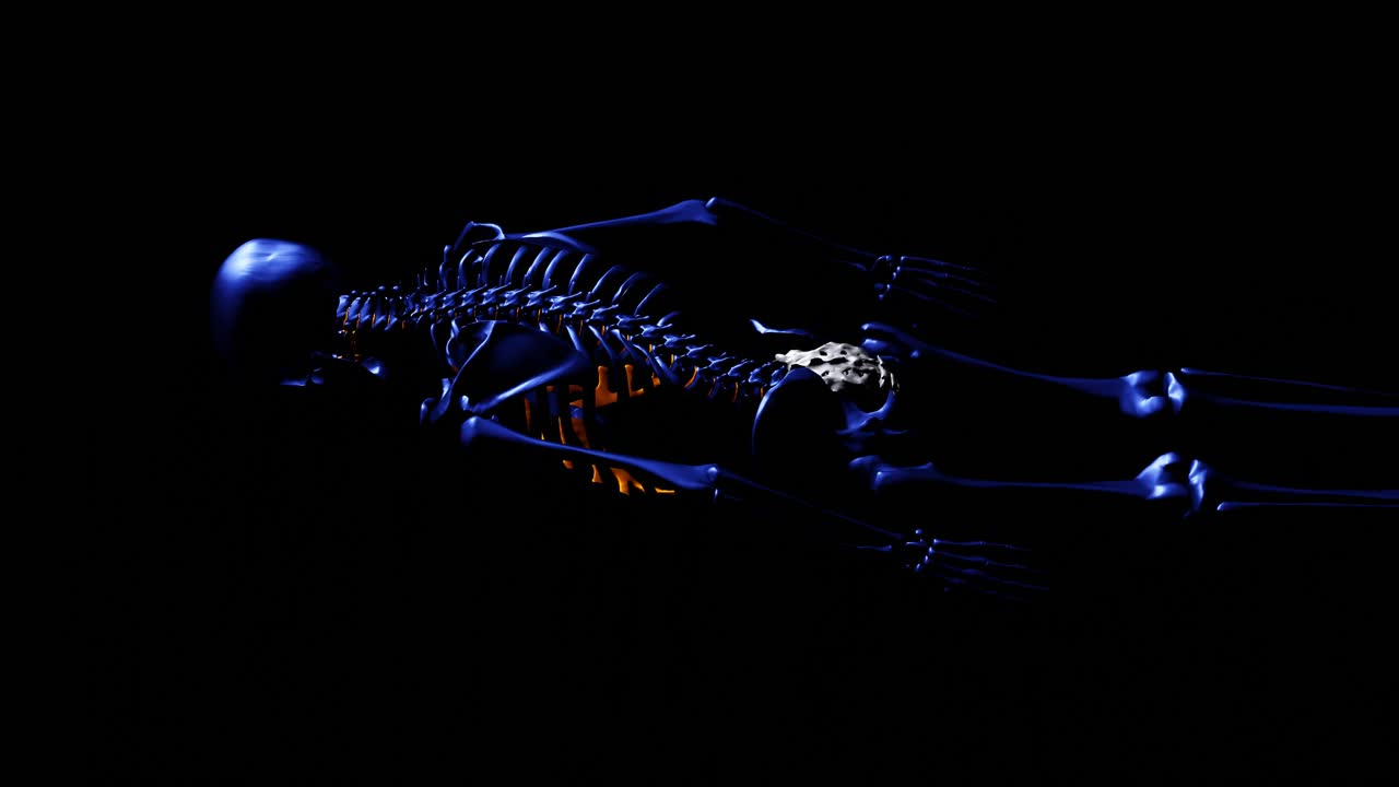 scheletro in movimento cielo - nero