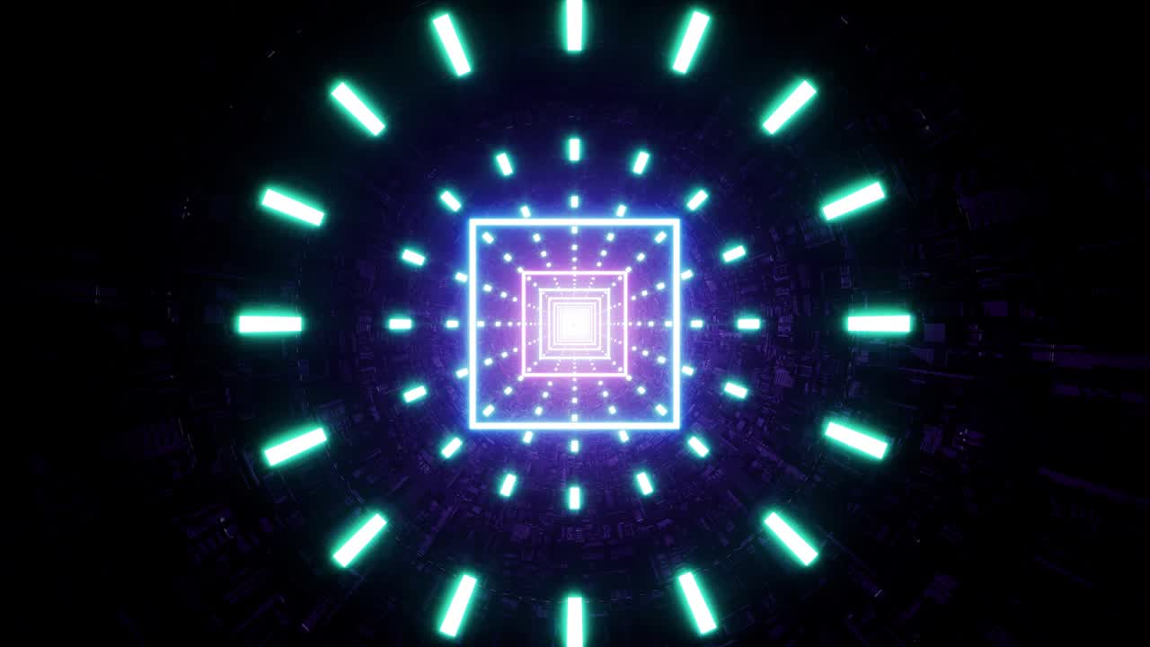 Neon Square Light in the Multi Lamp Sci Fi VJ Tunnel