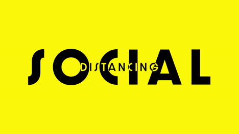 texto de distanciamiento social que se mueve contra un fondo amarillo