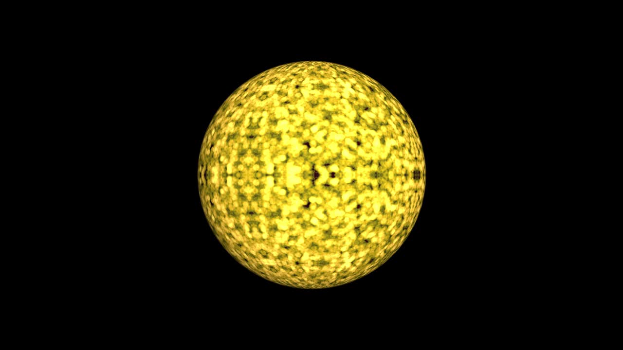 4K 3D animation golden sphere ball isolated on black with Alpha Channel using QuickTime Alpha Channel ProRes 4444. Fancy gold glittering flickering effect orb transparency element abstract object.