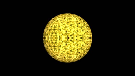 4k 3d animation golden sphere ball isolated on black with alpha channel using quicktime alpha channel prores 4444. fancy gold glittering flickering effect orb transparency element abstract object.