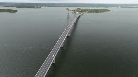 cable-stayed replot bridge in korsholm near vaasa, finland during cloudy day