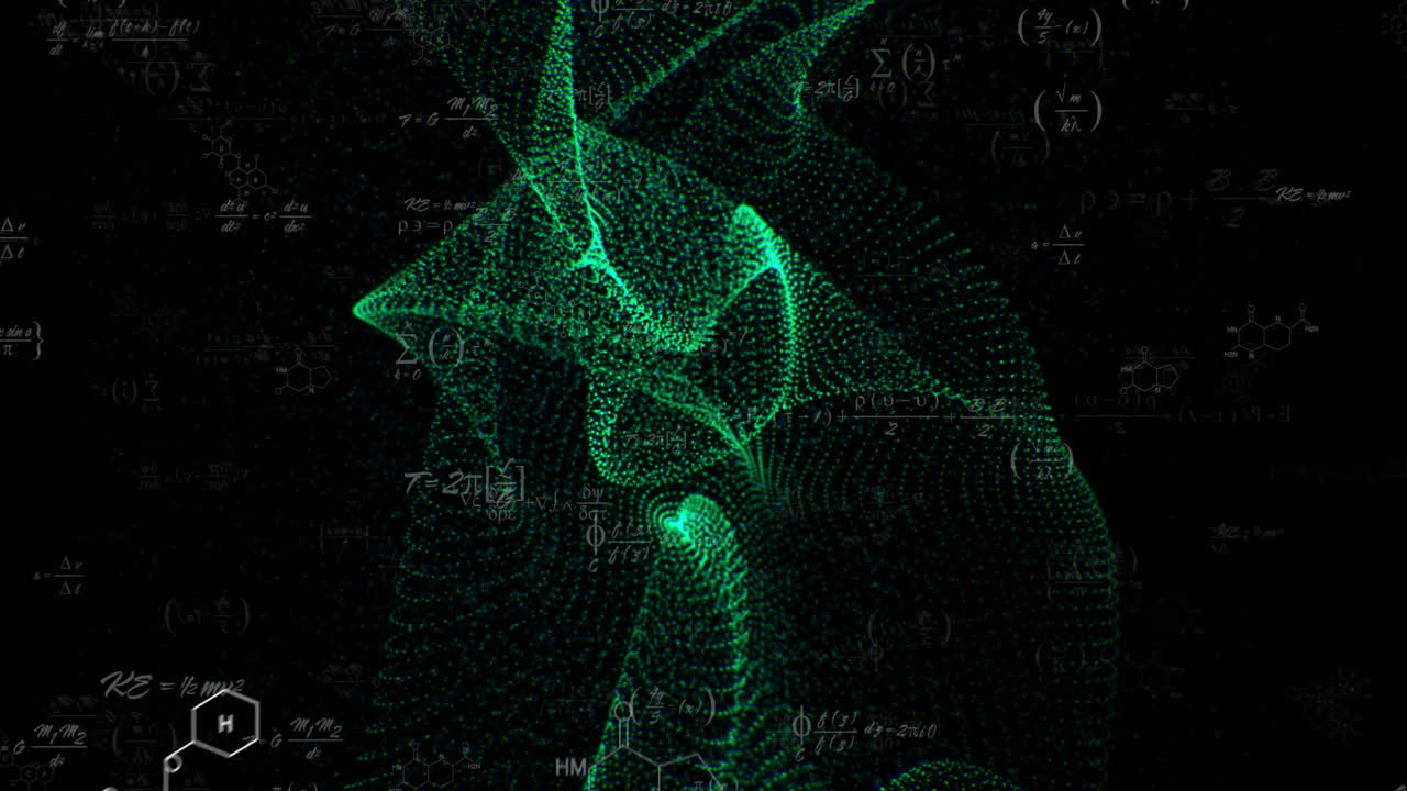 Animation of data processing over green network of connections