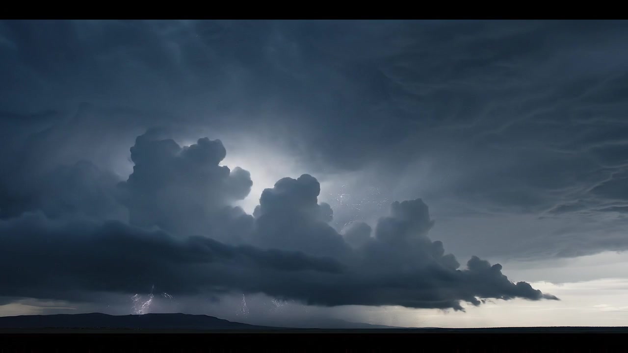 Dramatic dark storm clouds gathering over a wide horizon