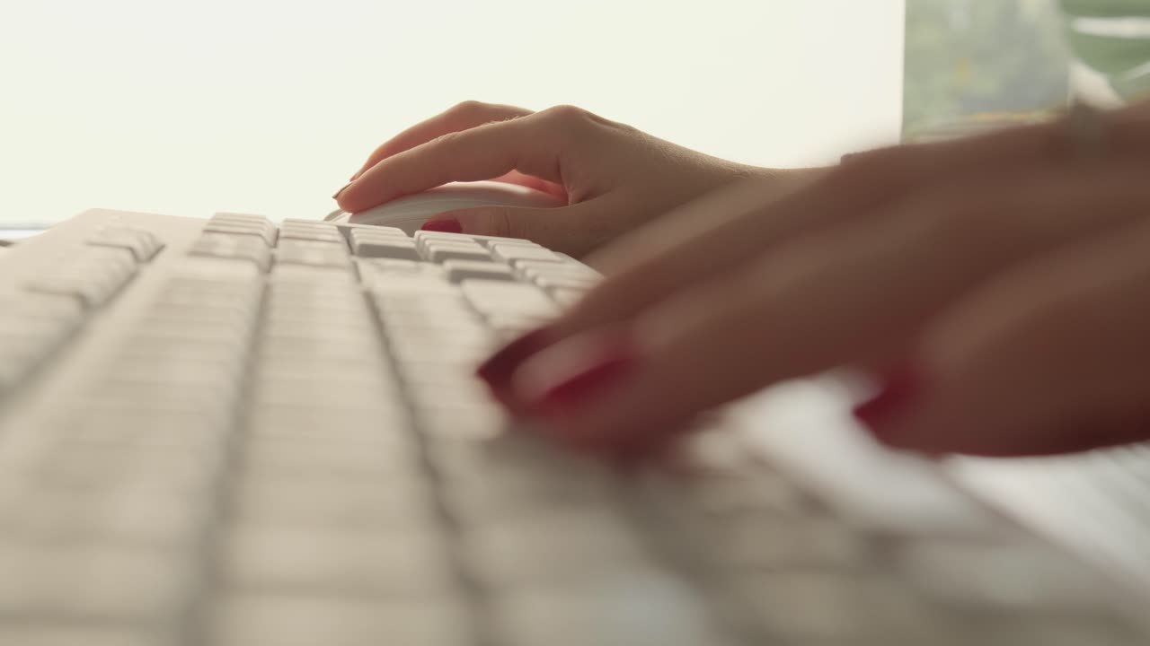 mujer escribiendo en una computadora