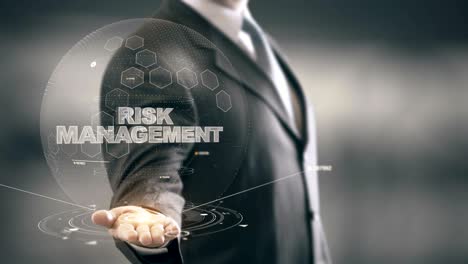 risk management with hologram businessman concept