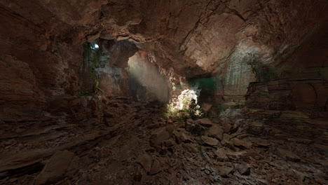 a stunning view inside a dark cave