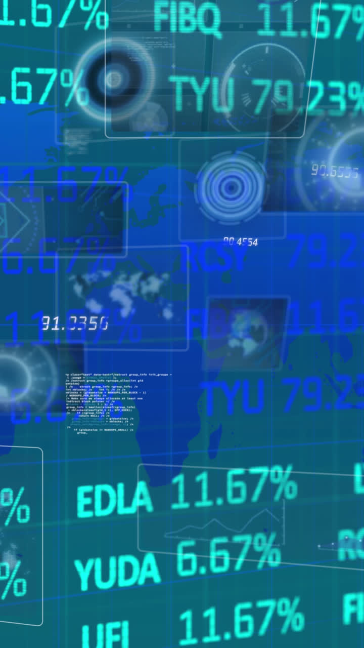 animación del procesamiento de datos sobre fondo azul