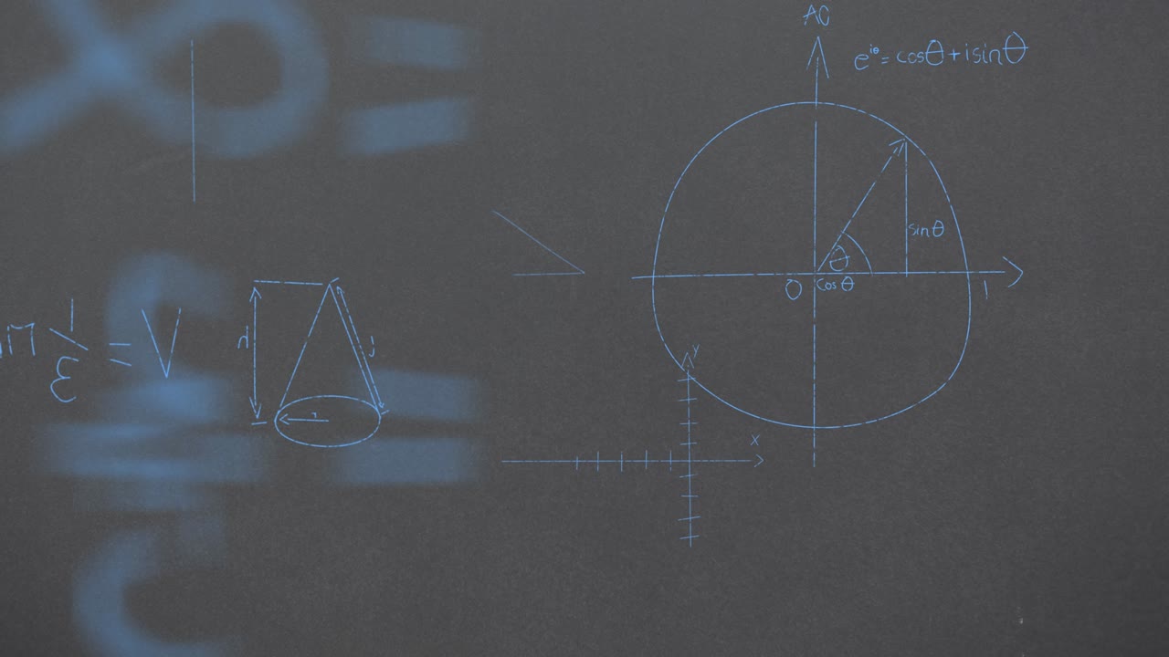 회색 배경 위의 수학 방정식의 애니메이션