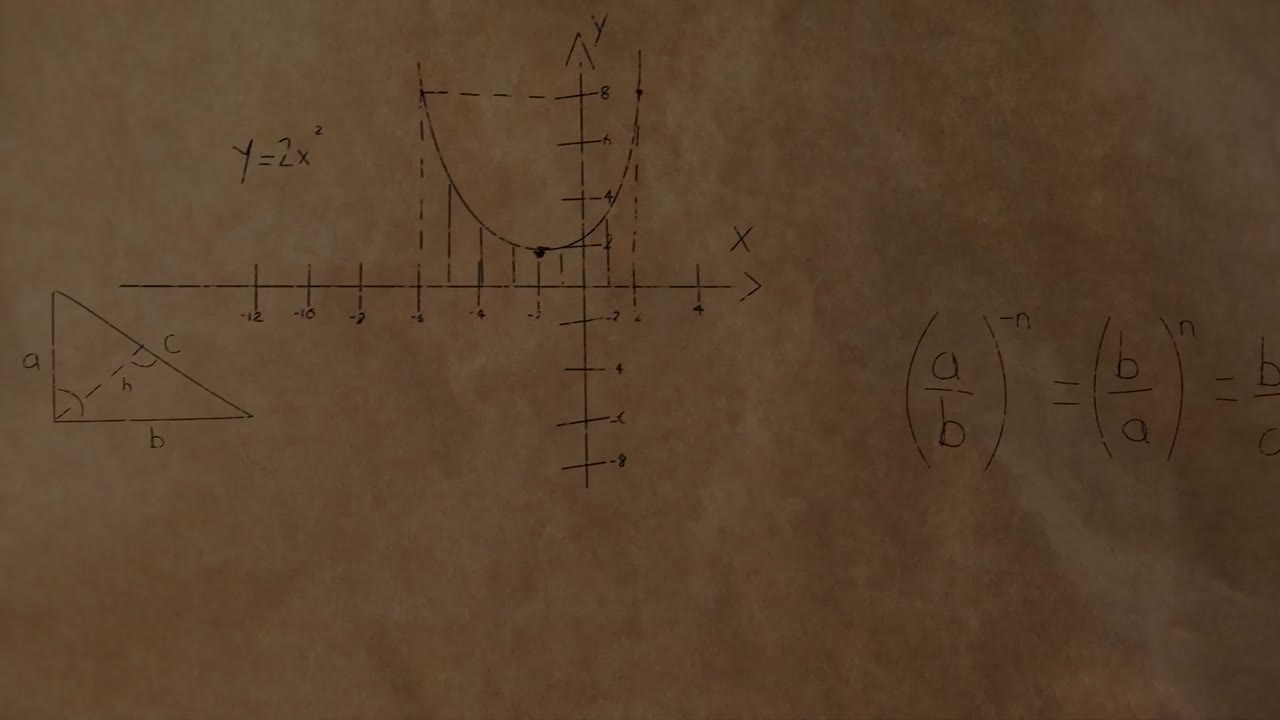 갈색 배경 위에 수학 수식의 애니메이션