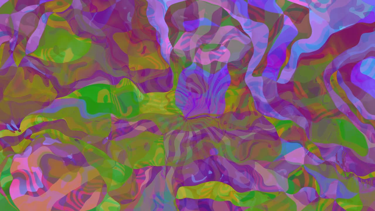 fondo de estilo retro psicodélico hipnótico abstracto con formas giratorias y morphing en colores púrpura, azul, verde y rojo - movimiento líquido turbulento, fluido girando y girando